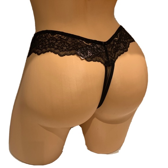 Victoria’s Secret Dream Angels Velvet Bow Lace VS Thong Panty Plaid Size M L - Picture 2 of 2